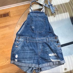 distressed aztec overalls